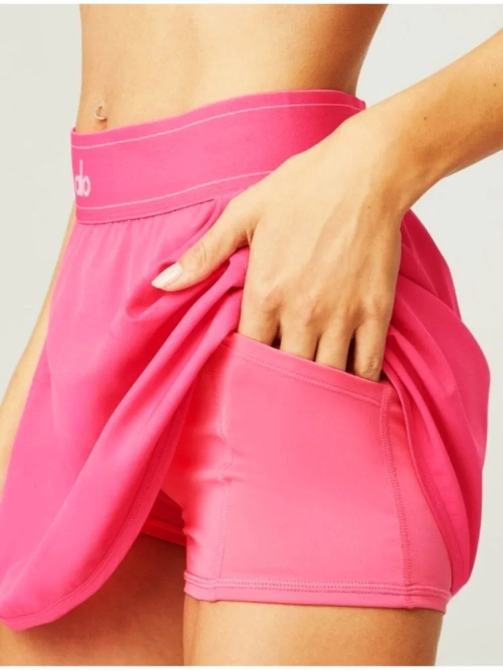 Alo Match Point Tennis Skirt Pink Fuchsia Hot Yoga Exercise Sports Shorts Skort